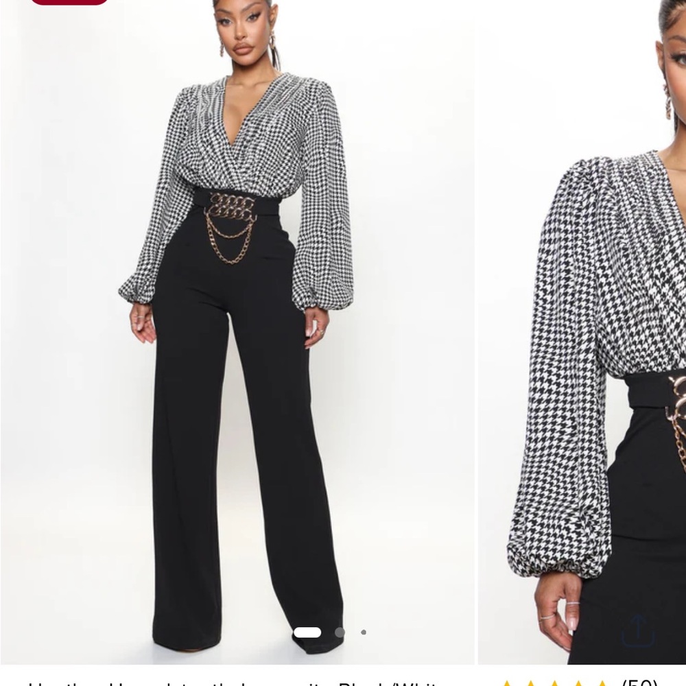 Fashion Nova Black and White Houndstooth Jumpsuit